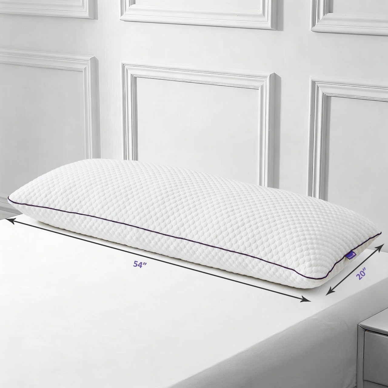 Homelab Cooling Adjustable Body Pillow (20x54) with White Bamboo Viscose Pillowcase Bundle, Full Body Support for Side Sleepers, Back, Hip…
