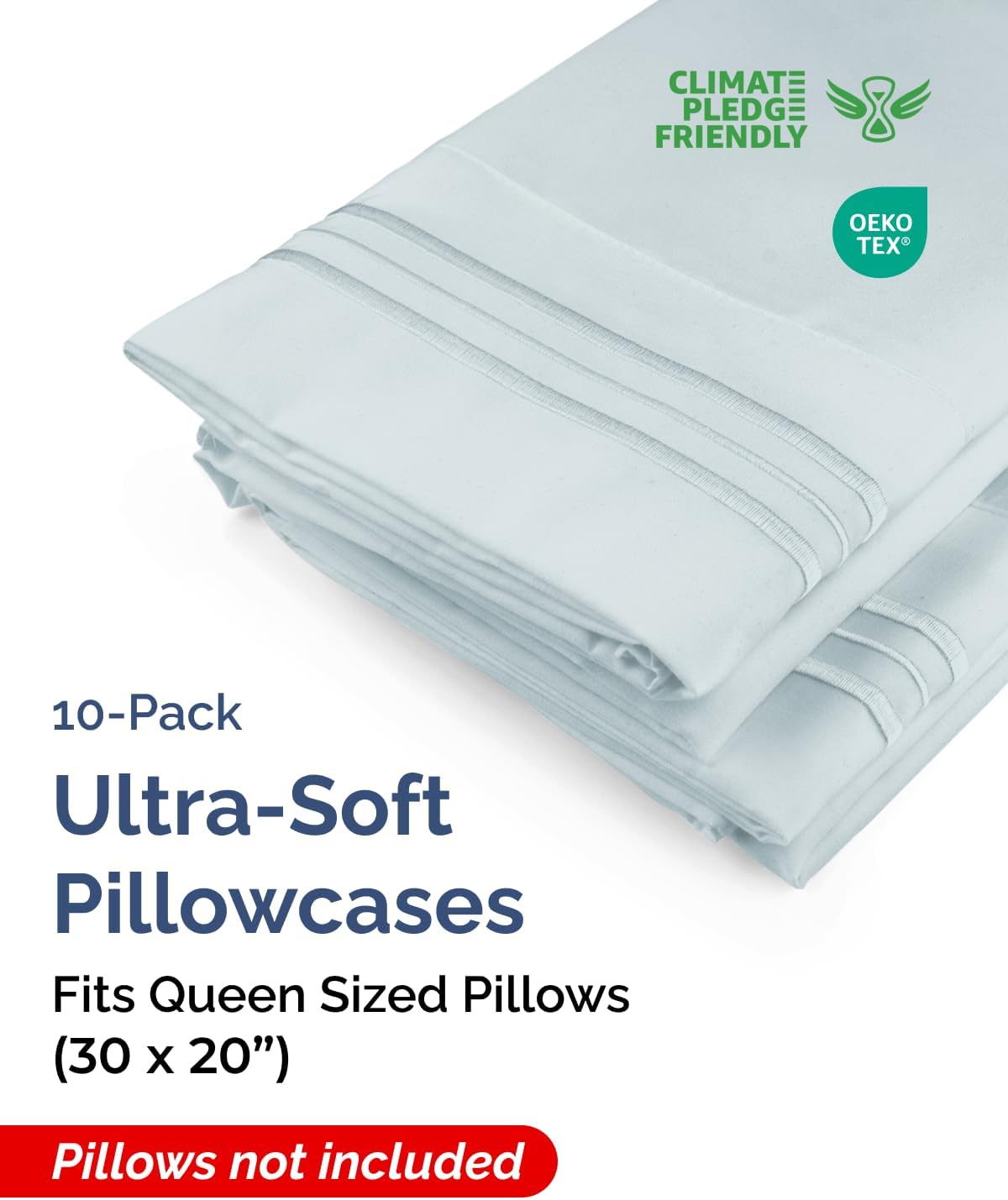 Queen Pillow Cases Set of 10 - Ultra Soft Hotel Quality Pillowcase Covers - Comfy, Cozy & Wrinkle Free - Shrink, Stain & Fade Resistant…