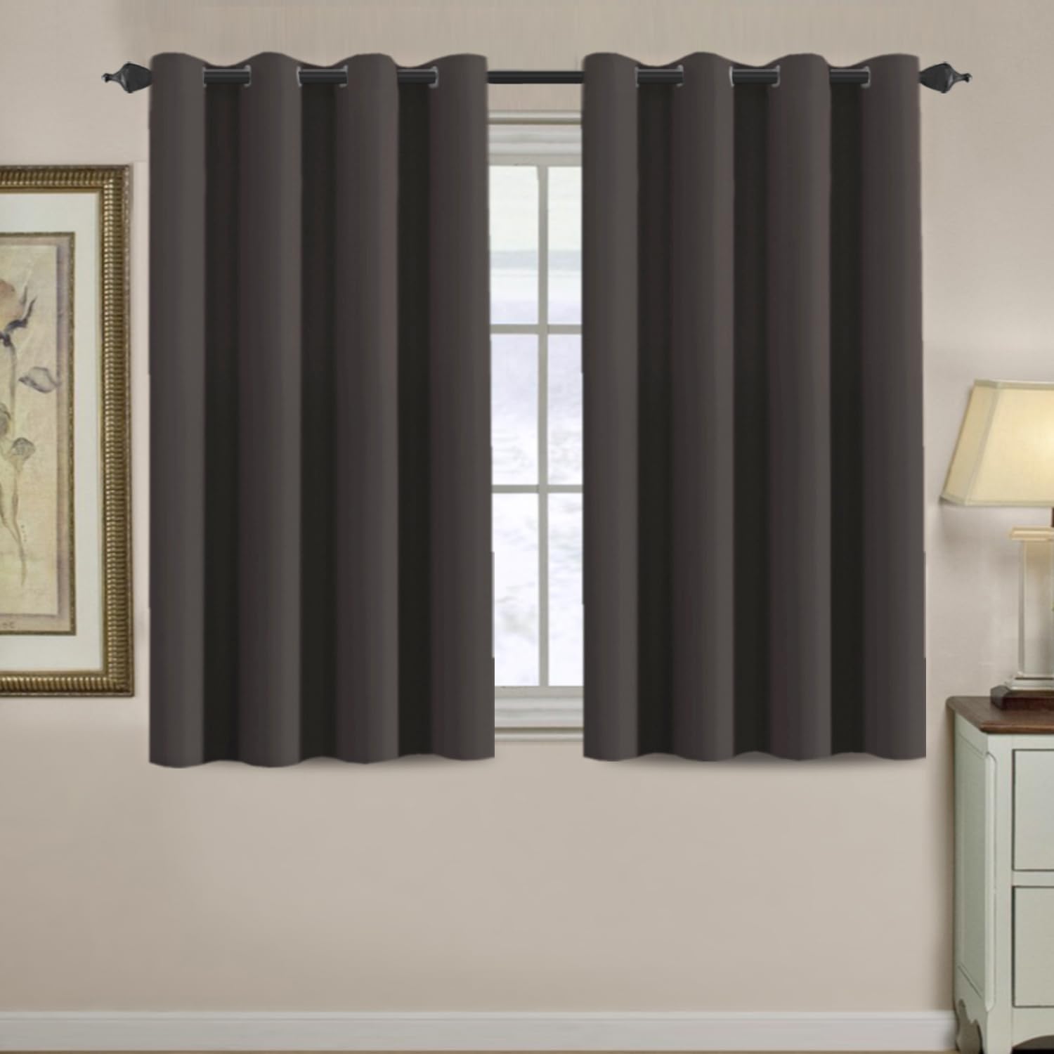 H.VERSAILTEX Blackout Curtain for Living Room Small Window Kitchen Blackout Curtains 45 inch Length Energy Saving Solid Grommet…