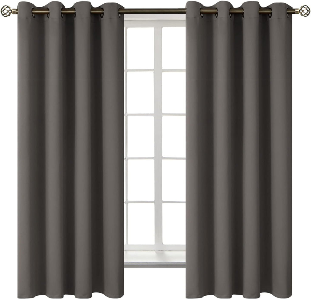 BGment Blackout Curtains for Bedroom - Grommet Thermal Insulated Room Darkening Curtains for Living Room, Set of 2 Panels (52 x 63 Inch, Gr…