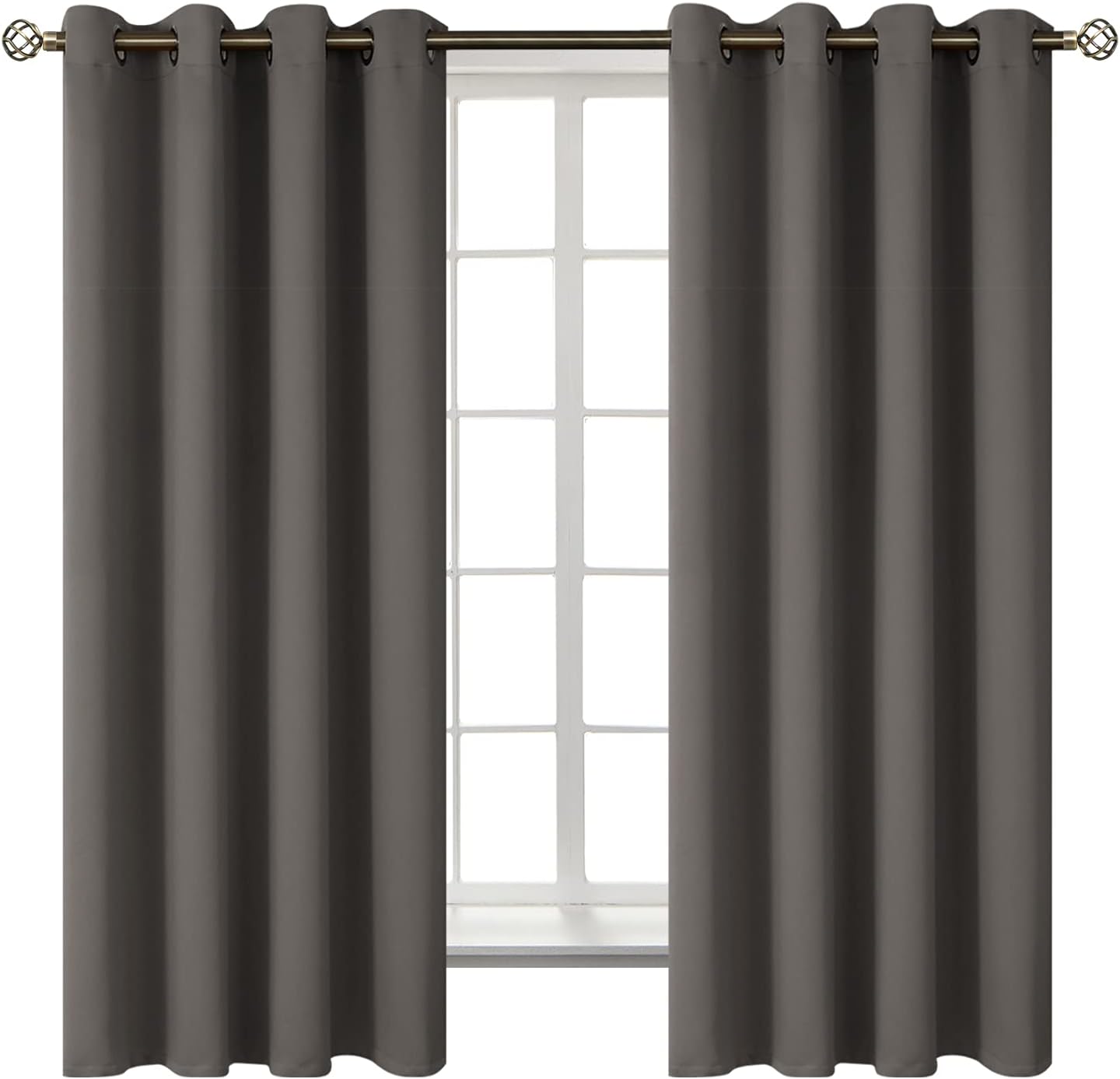 BGment Blackout Curtains for Bedroom - Grommet Thermal Insulated Room Darkening Curtains for Living Room, Set of 2 Panels (52 x 63 Inch, Gr…