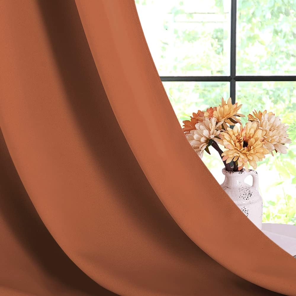 NICETOWN Blackout Curtain Panels for Girls Room, Burnt Orange, 1 Pair, 34 x 60 Inch, Nursery Essential Thermal Insulated Solid Grommet…