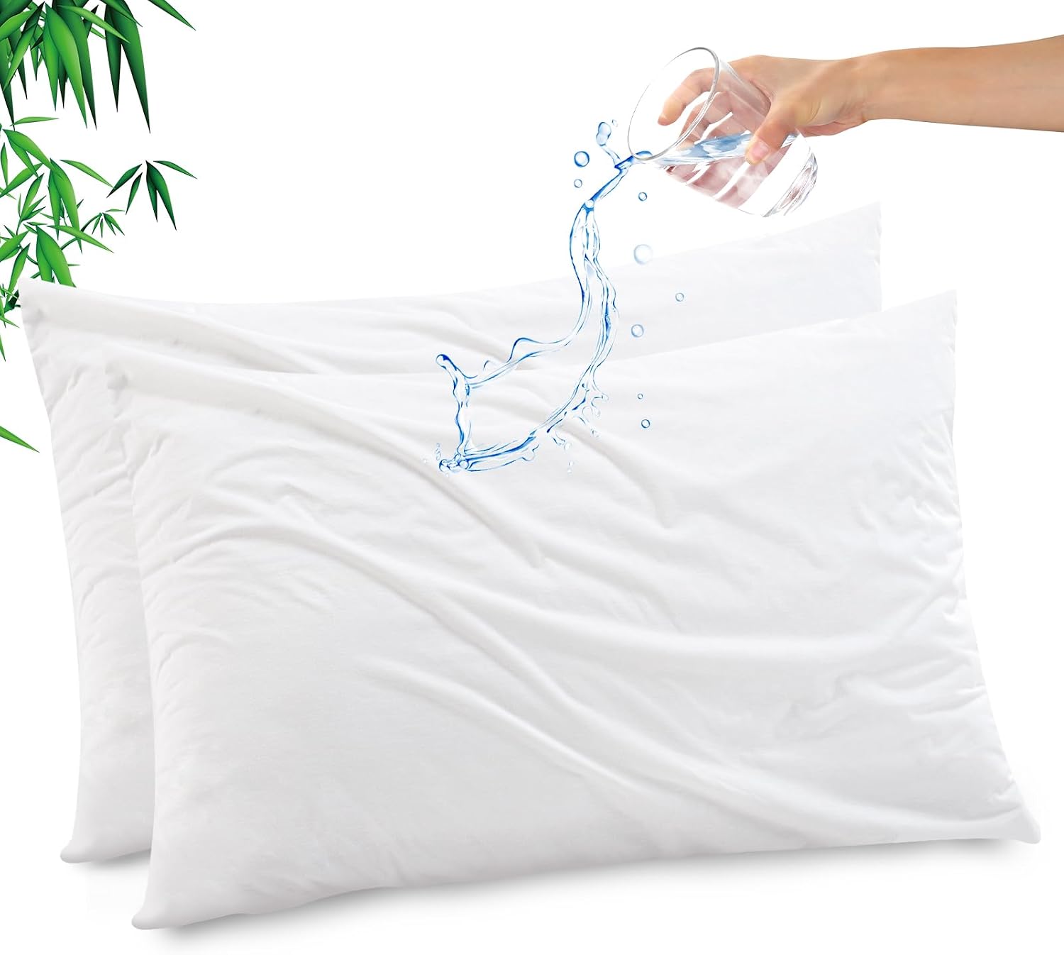 Gogreen Bamboo Rayon Waterproof Pillow Protector, Breathable Pillow Cover, Cooling Pillow Case Protector with Zipper, Super Soft Pillow Cas…