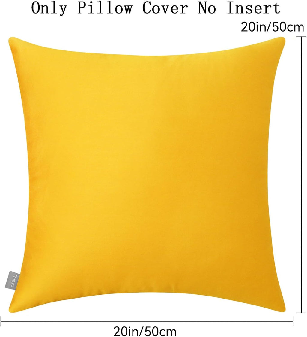 Thmyo 4-Pack Cotton Comfortable Solid Decorative Throw Pillow Case Square Cushion Cover Pillowcase (Cover Only, No Insert)(20x20inch/50x50cm…