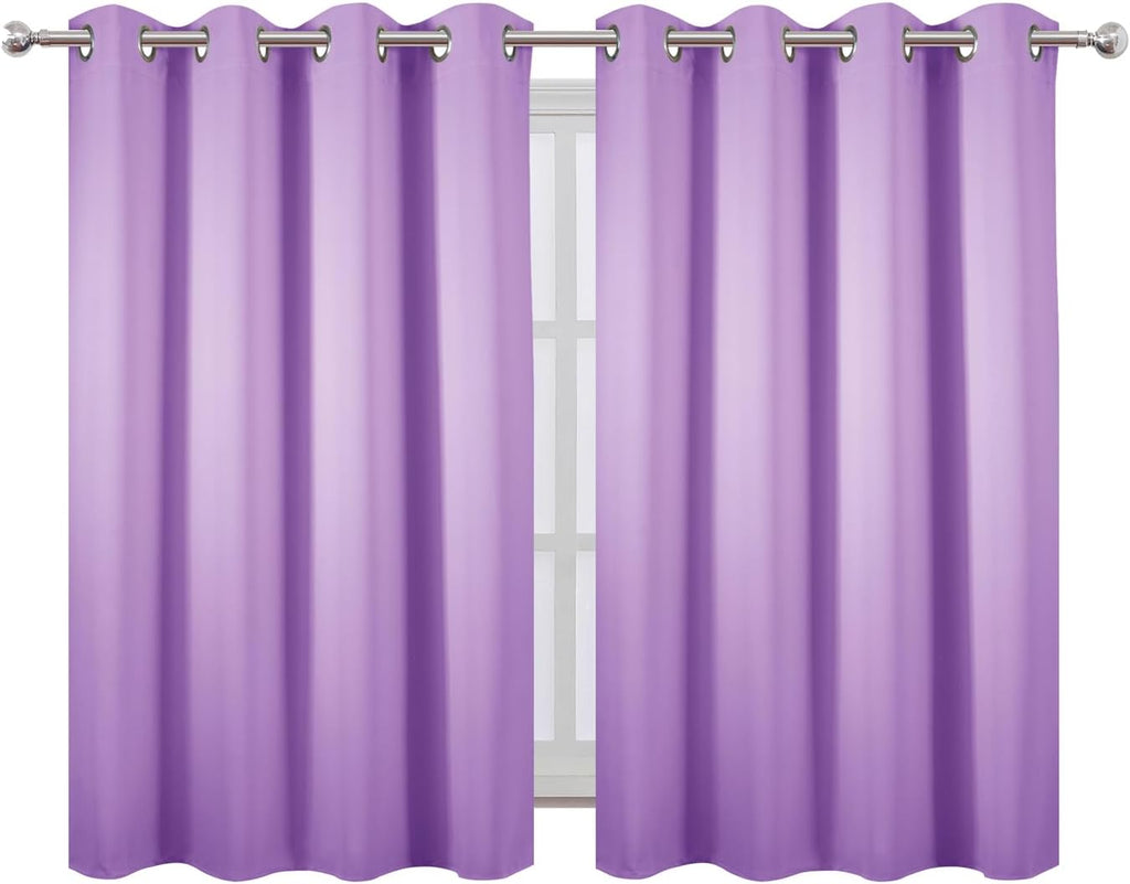 Lemomo Blackout Curtains 66 x 54 Inch Long Lavender Curtains Set of 2 Panels Room Darkening Curtains for Bedroom and Living Room 54 Inch si…
