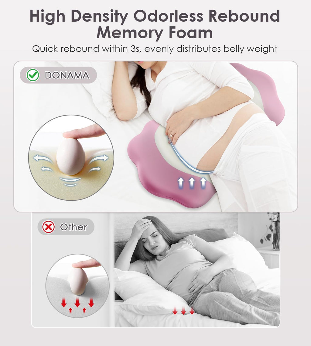 Donama Memory Foam Maternity Pillow for Sleeping, Pregnancy Pillows Support for Back Belly HIPS, Adjustable Travel Wedge Pillow for Pregnan…