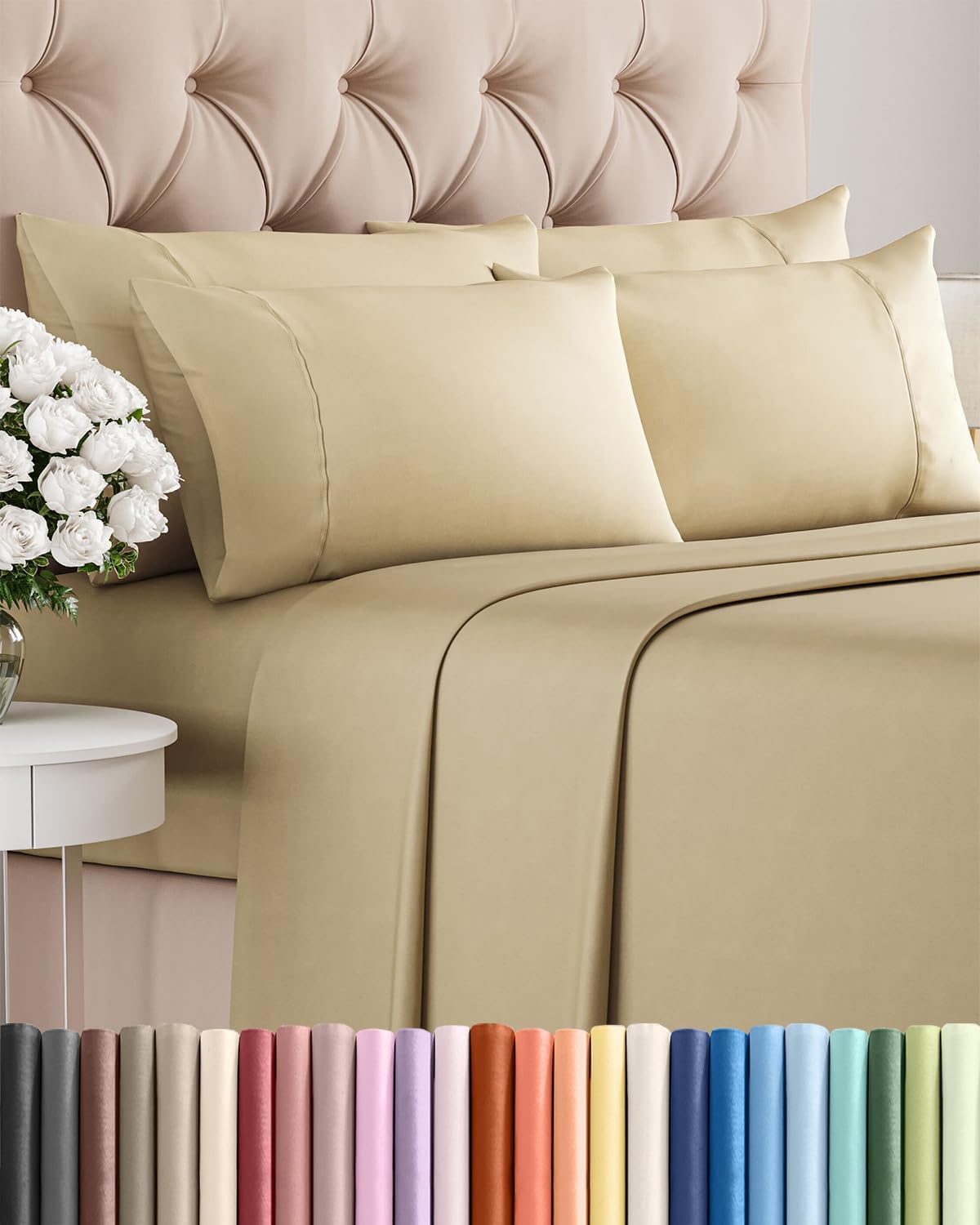 Queen 6 Piece Sheet Set - Comfy, Breathable & Cooling - Hotel Luxury Bedding for Women, Men, Kids, Teens and Children - 1 Flat & 1 Fitted…