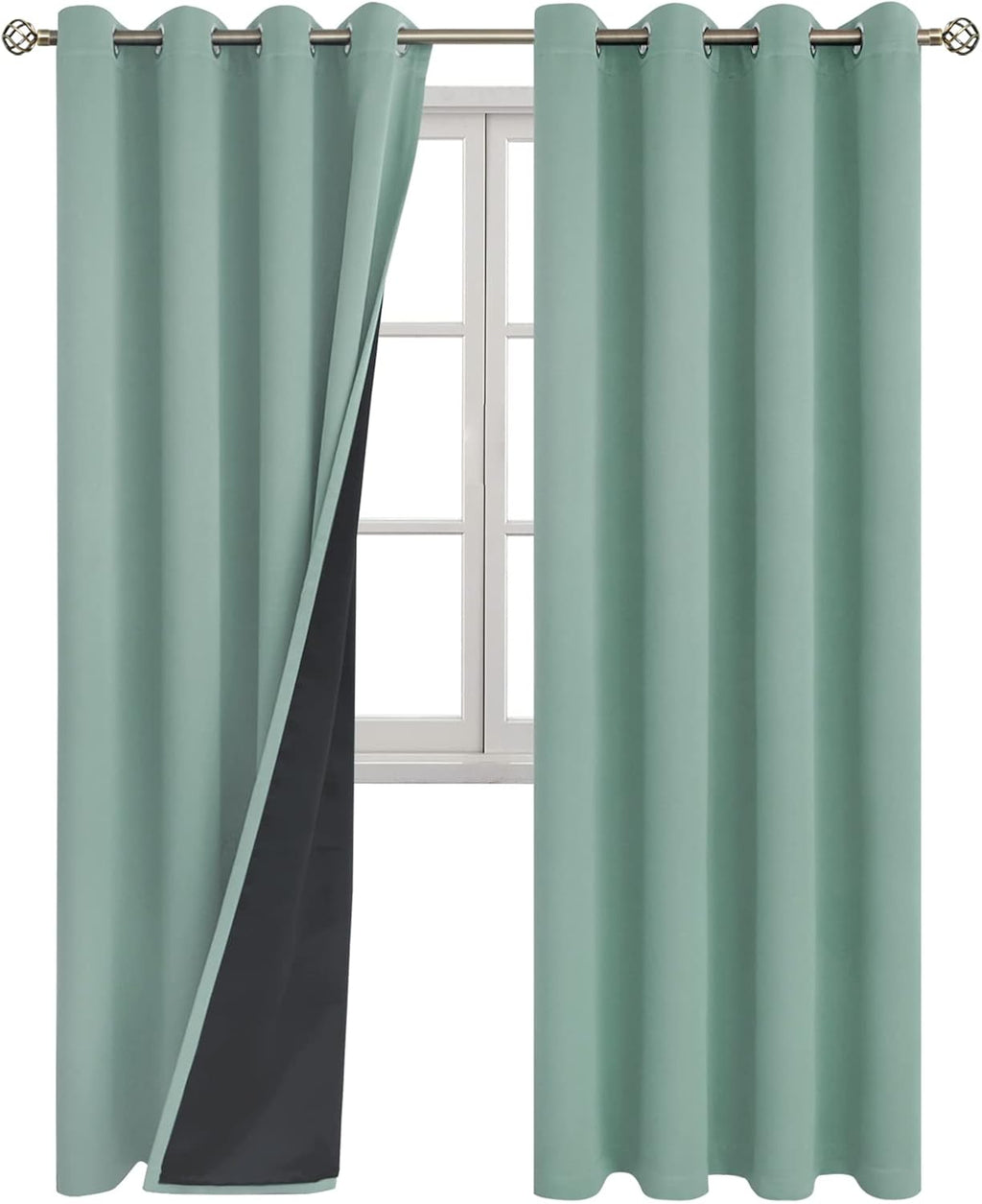 BGment Thermal Insulated 100% Blackout Curtains for Bedroom with Black Liner, Double Layer Full Room Darkening Noise Reducing Grommet Curta…