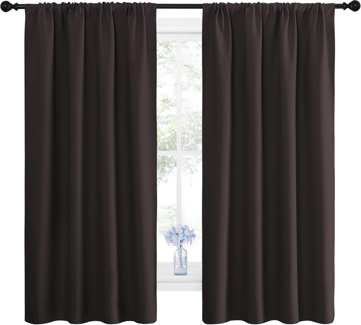 NICETOWN Blackout Curtain Panels 63 inches - Triple Weave Microfiber Energy Saving Thermal Insulated Solid Rod Pocket Blackout Curtains…