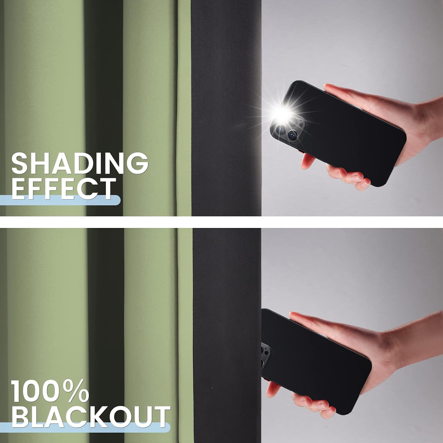 SimpleHome 100% Blackout Curtains for Bedroom, Thermal Insulated Grommet Window Drapes Room Darkening Sage Curtains for Living Room with Bla…