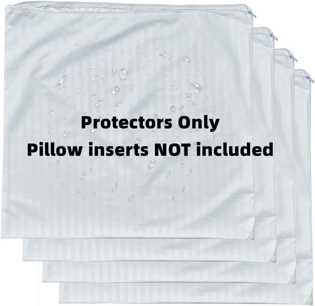 4 Pack Feather Proof Pillow Protectors 20x20 Waterproof Cover for Goose Down Square Throw Pillows