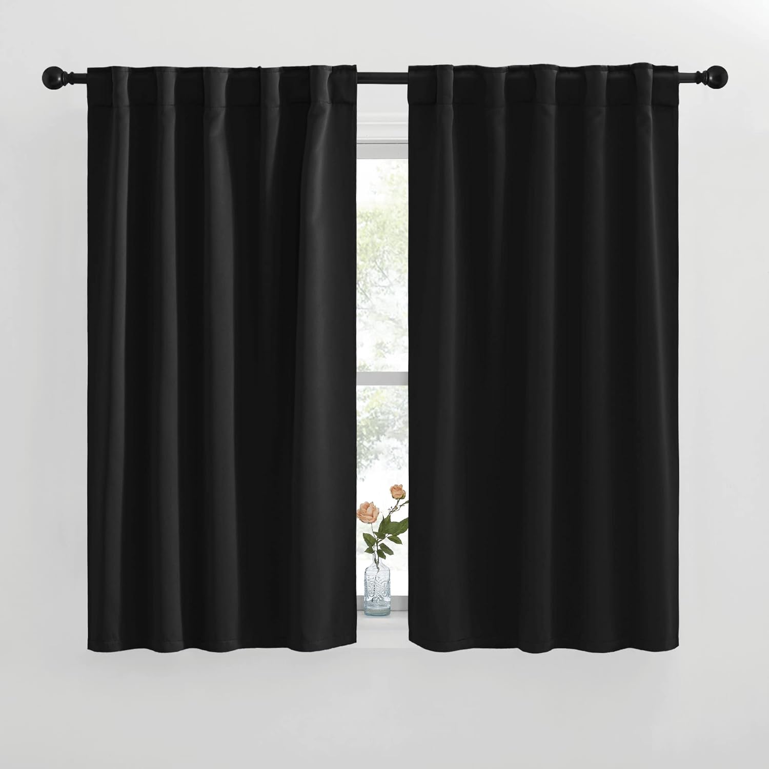 NICETOWN Halloween Blackout Curtains Window Panel Drapes - (Black Color) W42 x L50, Double Panels, Home Decoration Light Blocking Thermal…