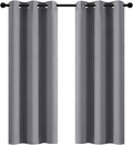 Yakamok Room Darkening Gray Blackout Curtains Thermal Insulated Grommet Curtain Panels for Bedroom, 42W x 72L, Grey, 2 Panels
