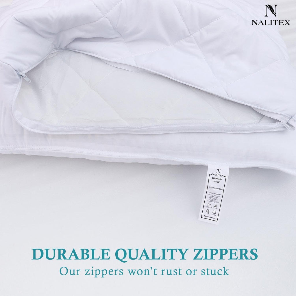 Nalitex Waterproof Pillow Protector with Zipper Style (2 Pack, White) Pillow Covers Luxury Queen Pillow Protectors Breathable and Ultra Sof…