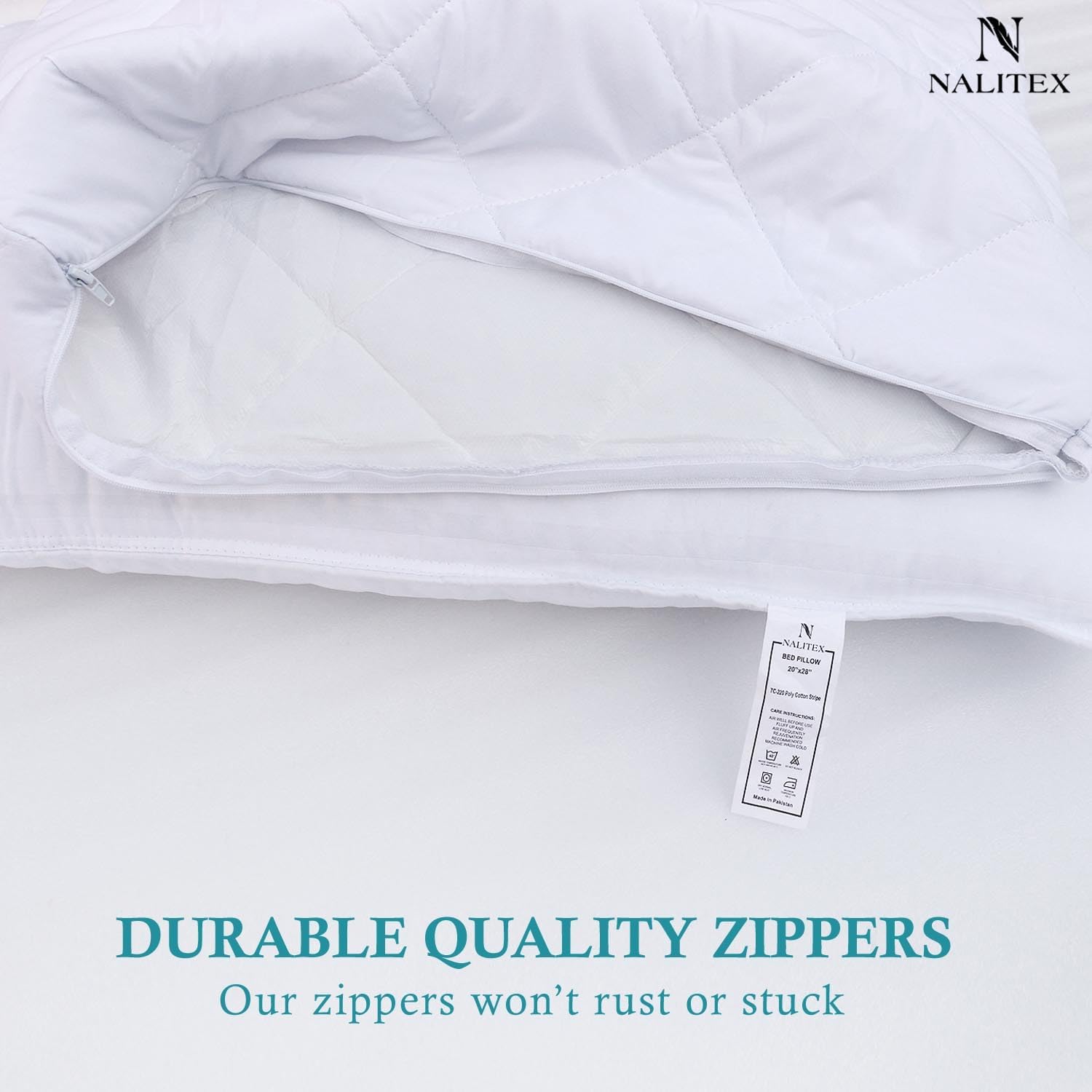 Nalitex Waterproof Pillow Protector with Zipper Style (2 Pack, White) Pillow Covers Luxury Queen Pillow Protectors Breathable and Ultra Sof…