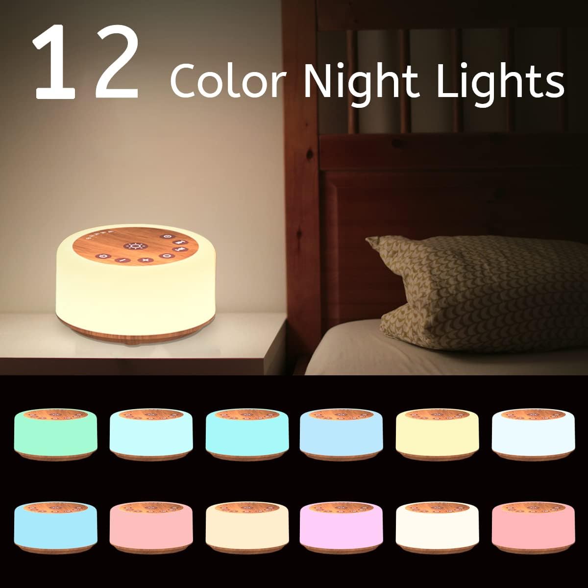 ColourNoise Soother Sleep Sound Machine Night Light White Noise Machine with 30 Soothing Sounds & 12 Color Night Lights for Baby Kids Adult…