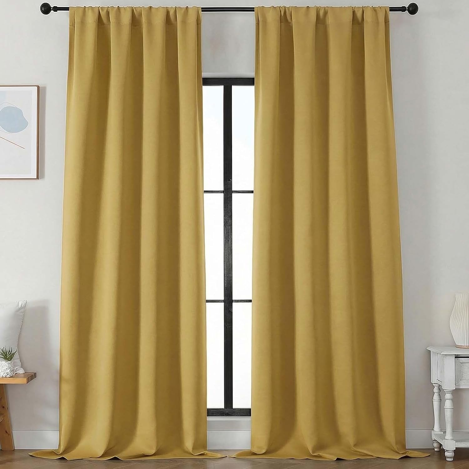 Simplebrand Ava Blackout Curtains for Patio 108 Inches Long 2 Panels Set, Solid Thermal Insulated Room Darkening Rod Pocket Window Treatmen…