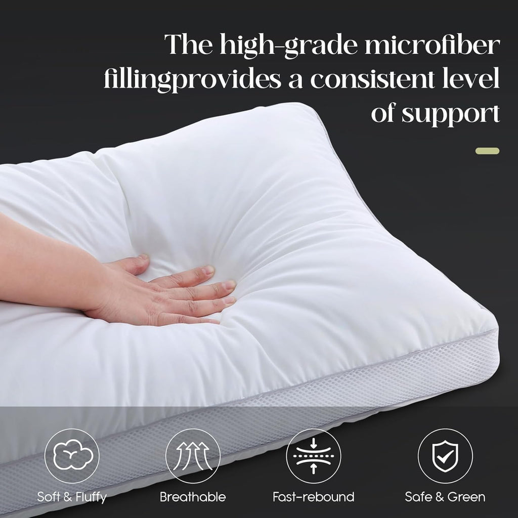 Goose Down Bed Pillows King Size Set of 2 (White), Hotel Collection Pillows for Sleeping, Gusseted Pillow for Side, Back, or Stomach…
