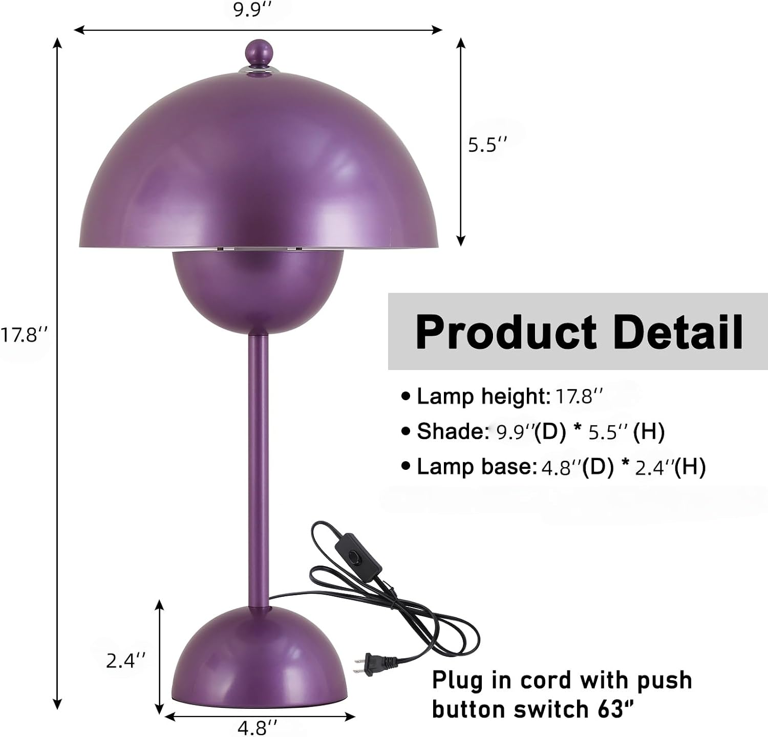 COSYLUX Modern Small Table Lamp for Bedroom, Cute Dome Shade Reflecting Light Reading Lamp for Living Room, Kid's Room, Study, Office…