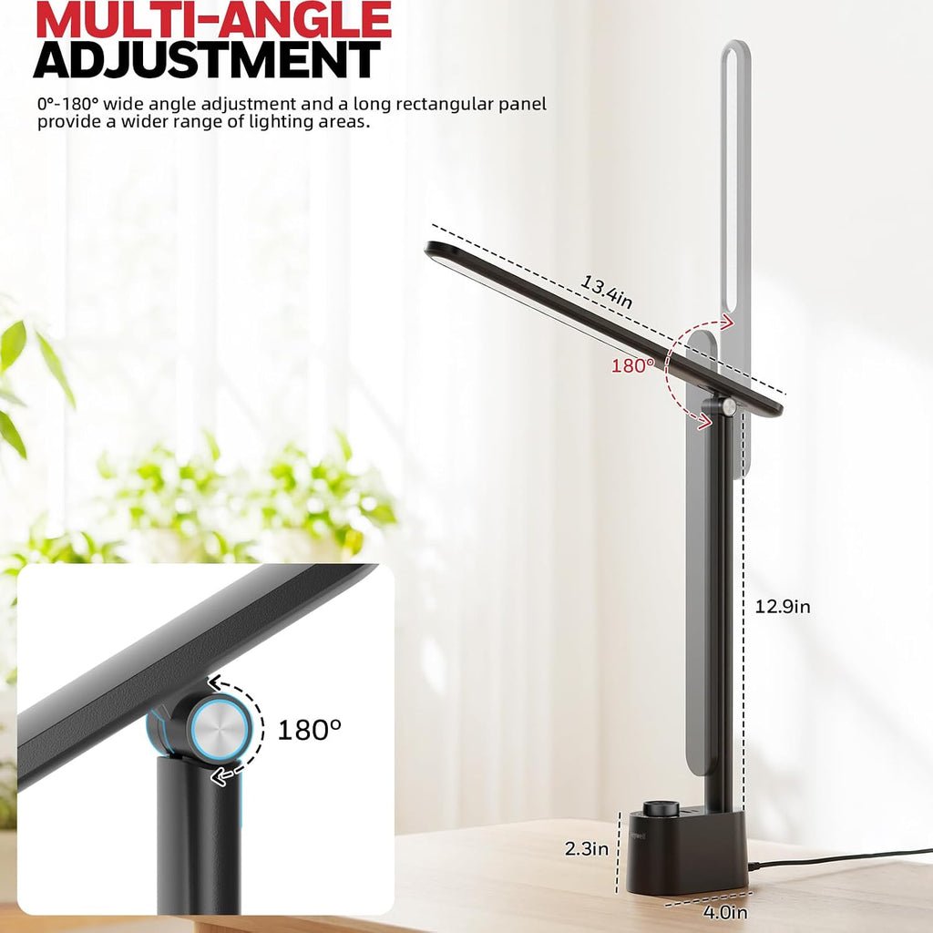 HoneywellAirComfort Honeywell LED Desk Lamp - Sunturalux Desk Lamps for Home Office with USB A+C Charging Ports, Stepless Dimmable Eye-Cari…