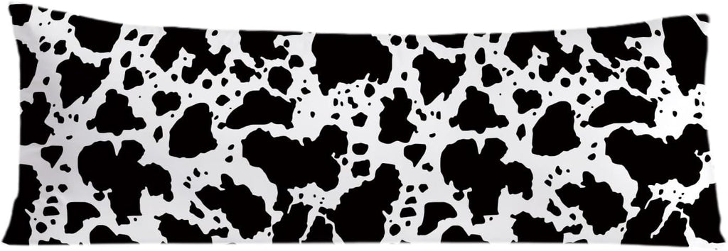 Cow Print 20x54 Body Pillow Cover, Rustic Farmhouse Decor, Black and White Cow Cowhide Skin Print Decorative Long Body Pillow Cases for…