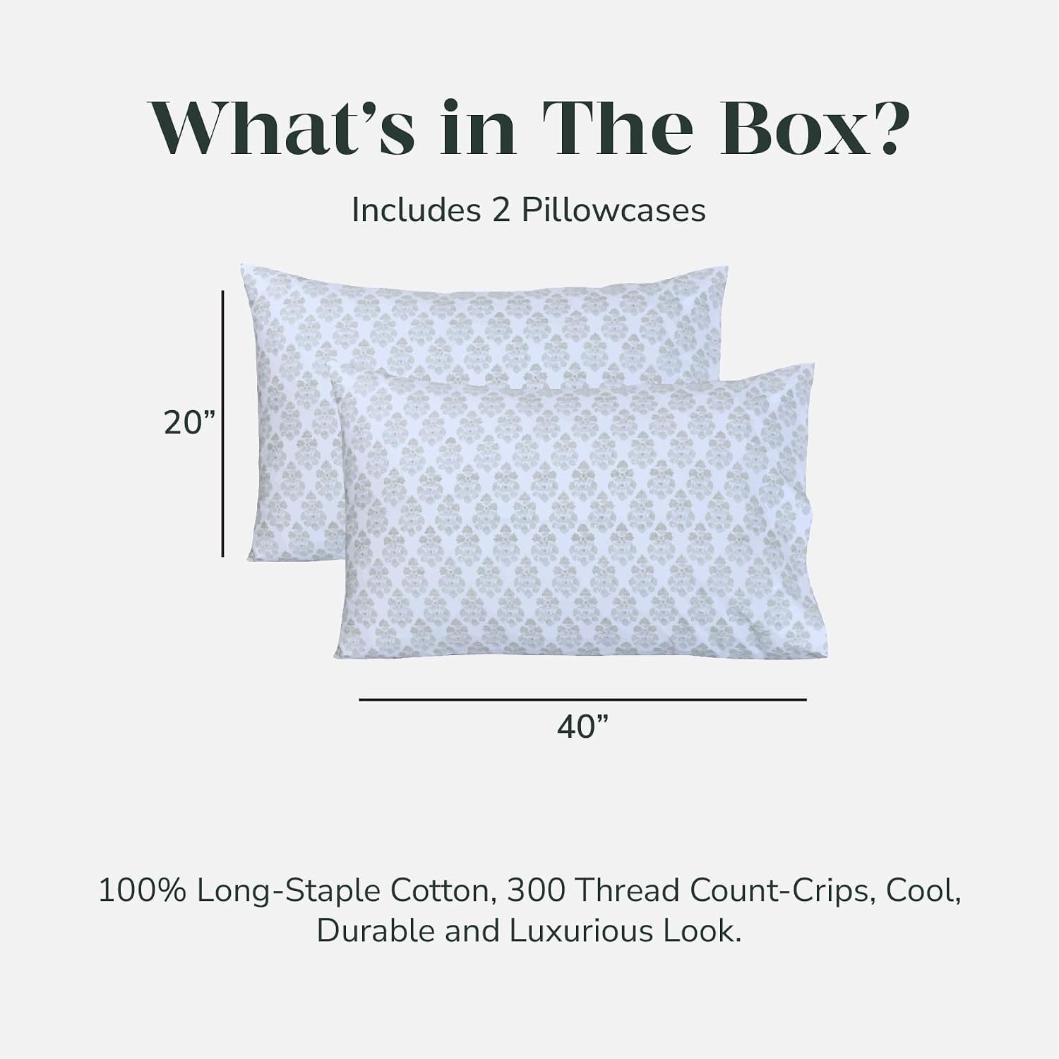 FEATHER & STITCH NEW YORK 100% Cotton 2 Piece King Pillow Cases, 300TC Ultra-Soft Pillowcases with Envelope Closure, Wrinkle- Fade- Stain…