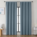 Simplebrand Ava Stone Blue Blackout Curtains for Bedroom 90 Inches Long 2 Panels Set, Solid Privacy Energy Saving Living Room Window Treatm…