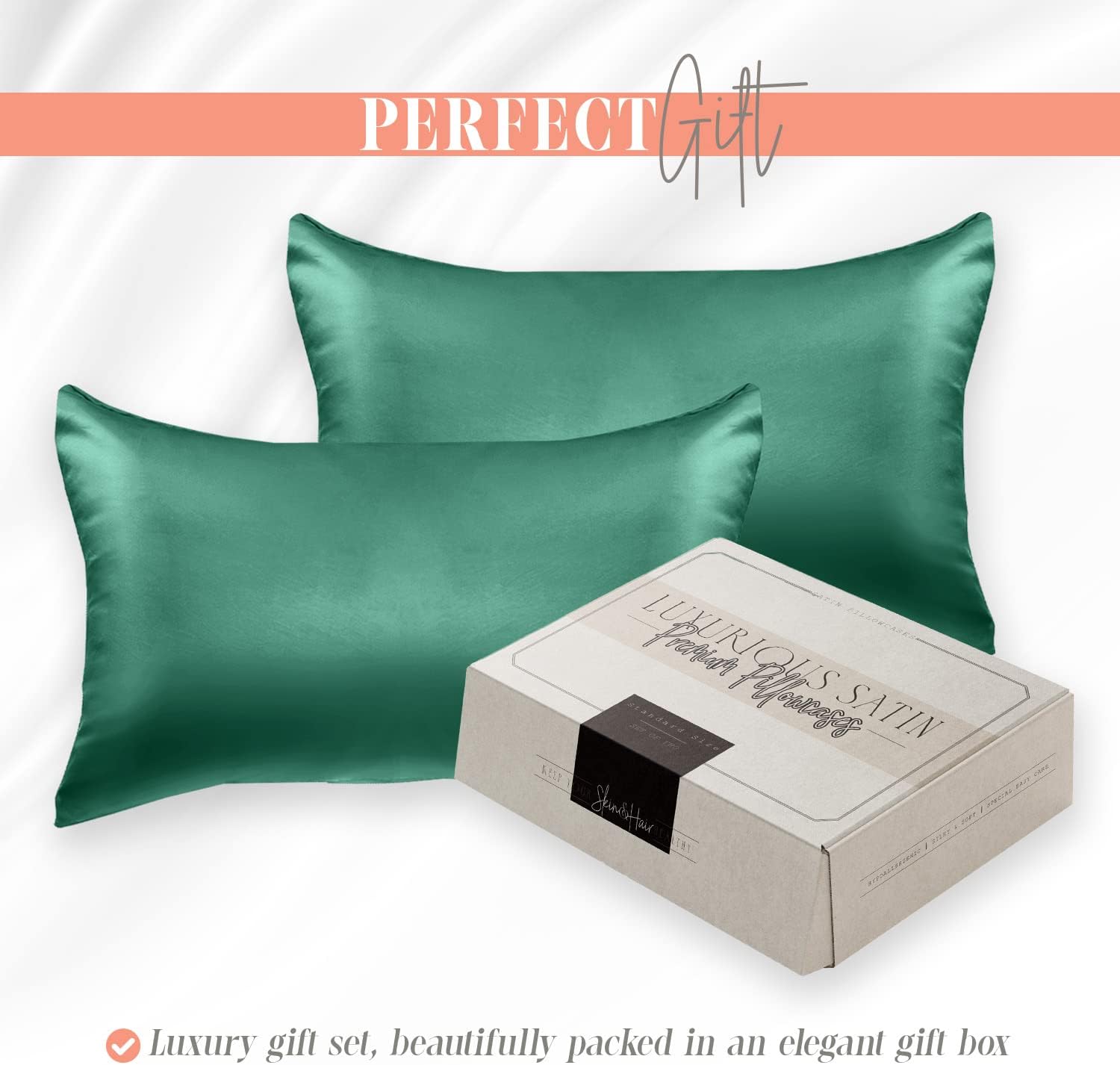 Elegantcomfort Elegant Comfort Silky and Luxurious 2-Piece Satin Pillowcase Set for Healthier Skin and Hair, Hidden Zipper Closure and Beau…