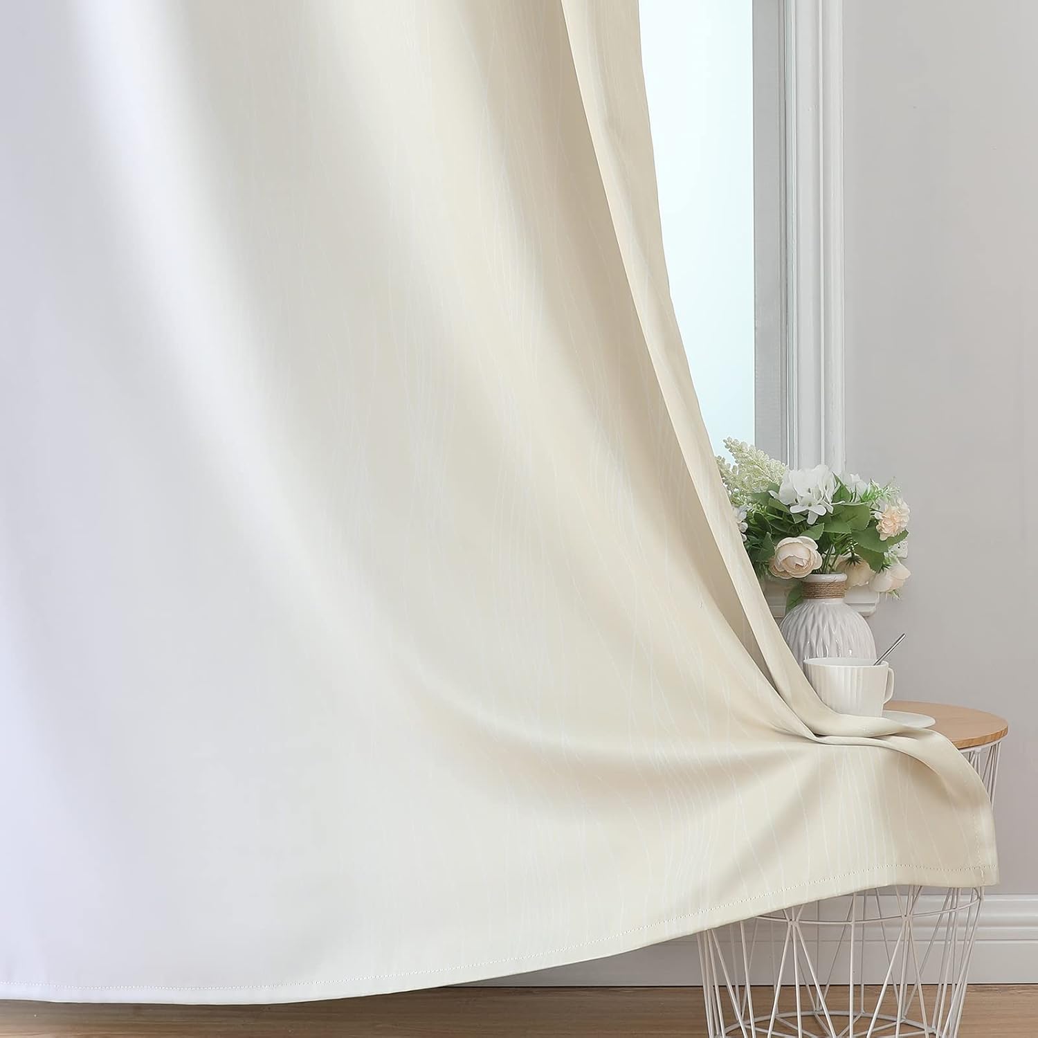 Estelartextiler Estelar Textiler Beige and Greyish White Ombre Blackout Curtains 90 Inch Length 2 Panels Set, Thermal Insulated Drapes for…