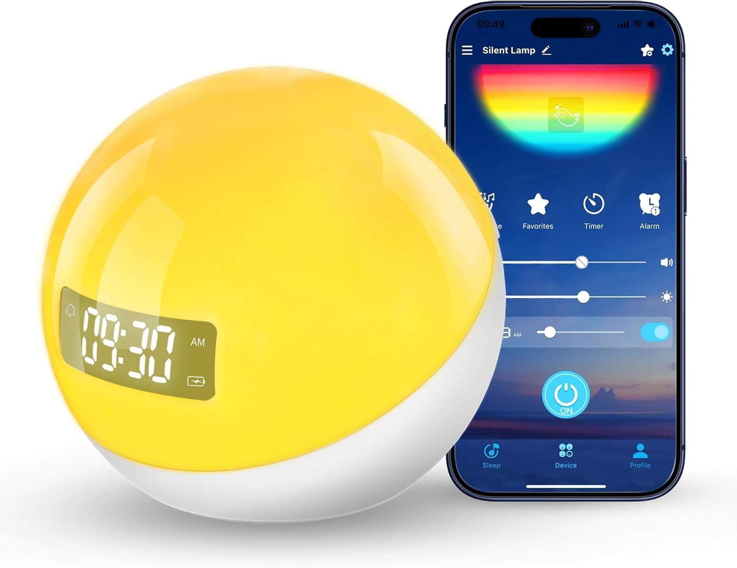 Mugo Baby Sound Machine – 44 Soothing Sounds, Sunrise Alarm Clock, White Noise Machine for Sleeping, 10-Color Night Light with App & Timer,…