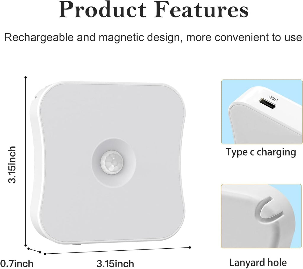 Rechargeable Motion Sensor Light Indoor Stair Lights Rechargeable Battery Night Light Stick On Magnetic Motion Lights for Stair, Step…