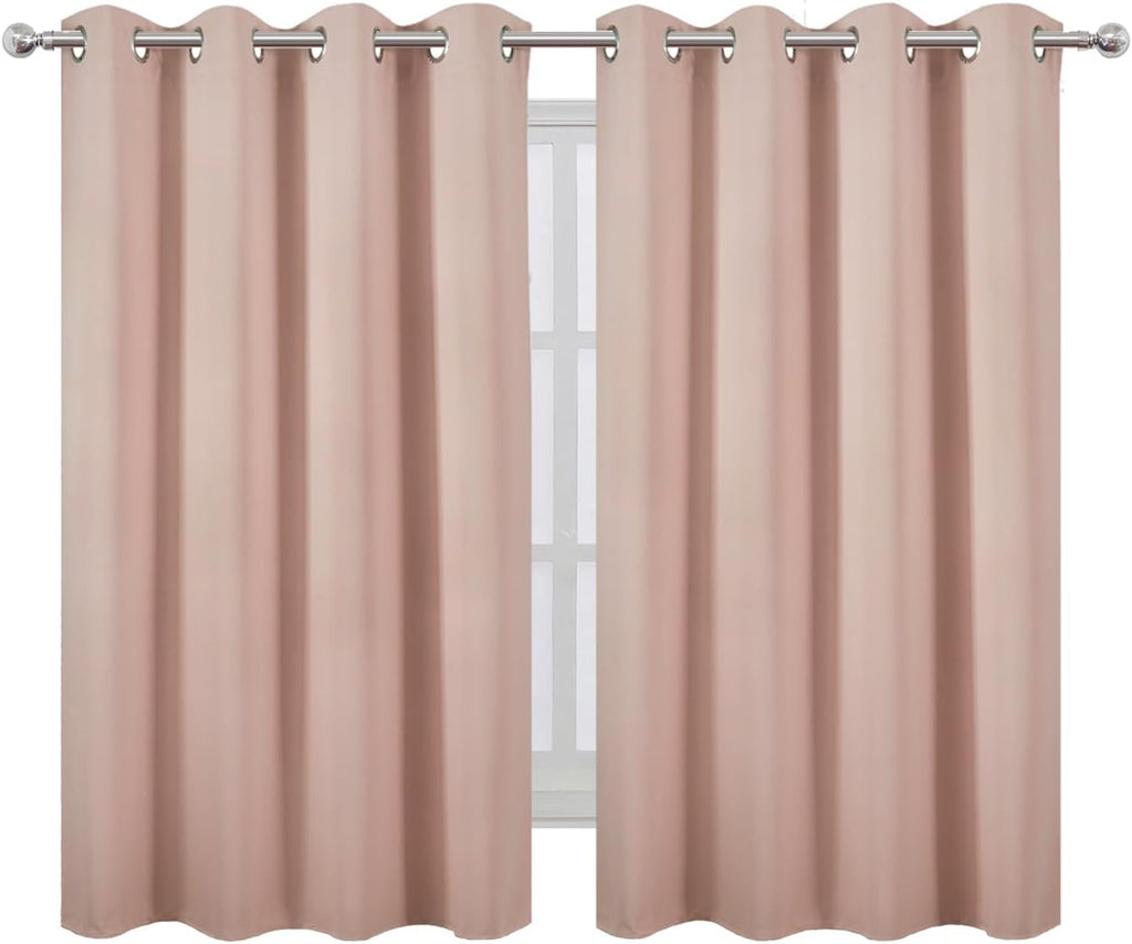Lemomo Blush Thermal Blackout Curtains/52 x 54 Inch/Set of 2 Panels Room Darkening Curtains for Bedroom 54 Inch silver