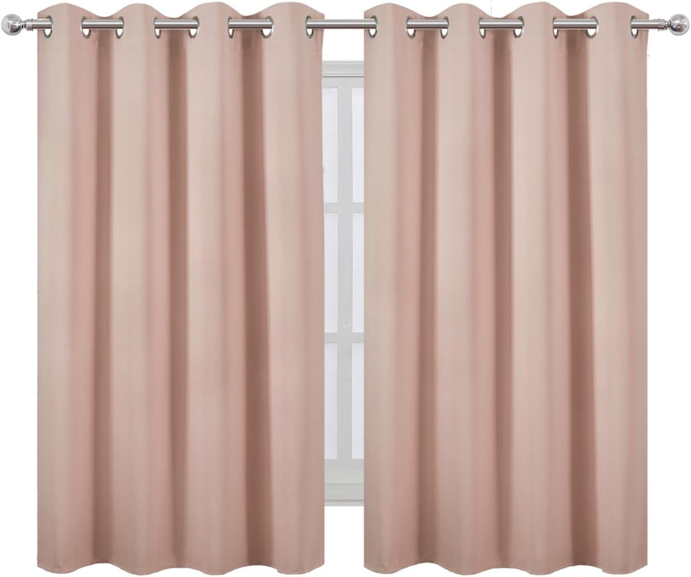 Lemomo Blush Thermal Blackout Curtains/52 x 54 Inch/Set of 2 Panels Room Darkening Curtains for Bedroom 54 Inch silver