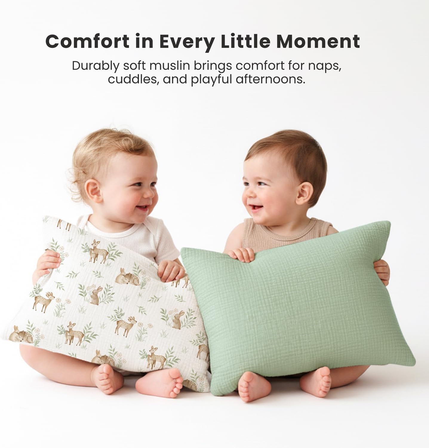 Konssy Muslin Toddler Pillowcase 13"x18", 2 Pack 100% Cotton Toddler Pillow Case for Kids, Boys, Girls, Soft & Snug Fit Baby Pillow Covers…