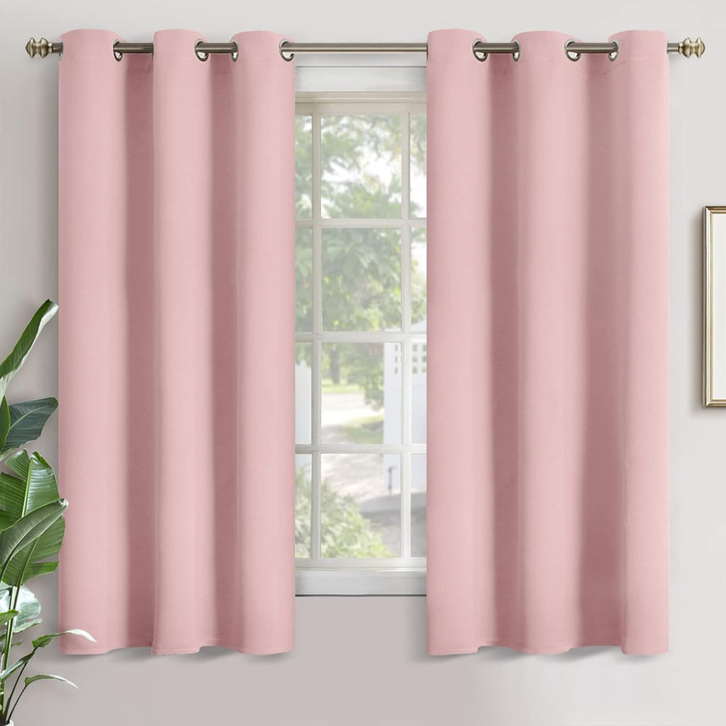 YoungsTex Light Pink Blackout Curtains 63 Inches Long for Kids Bedroom - Thermal Insulated Window Drapes with Grommet Room Darkening Privac…