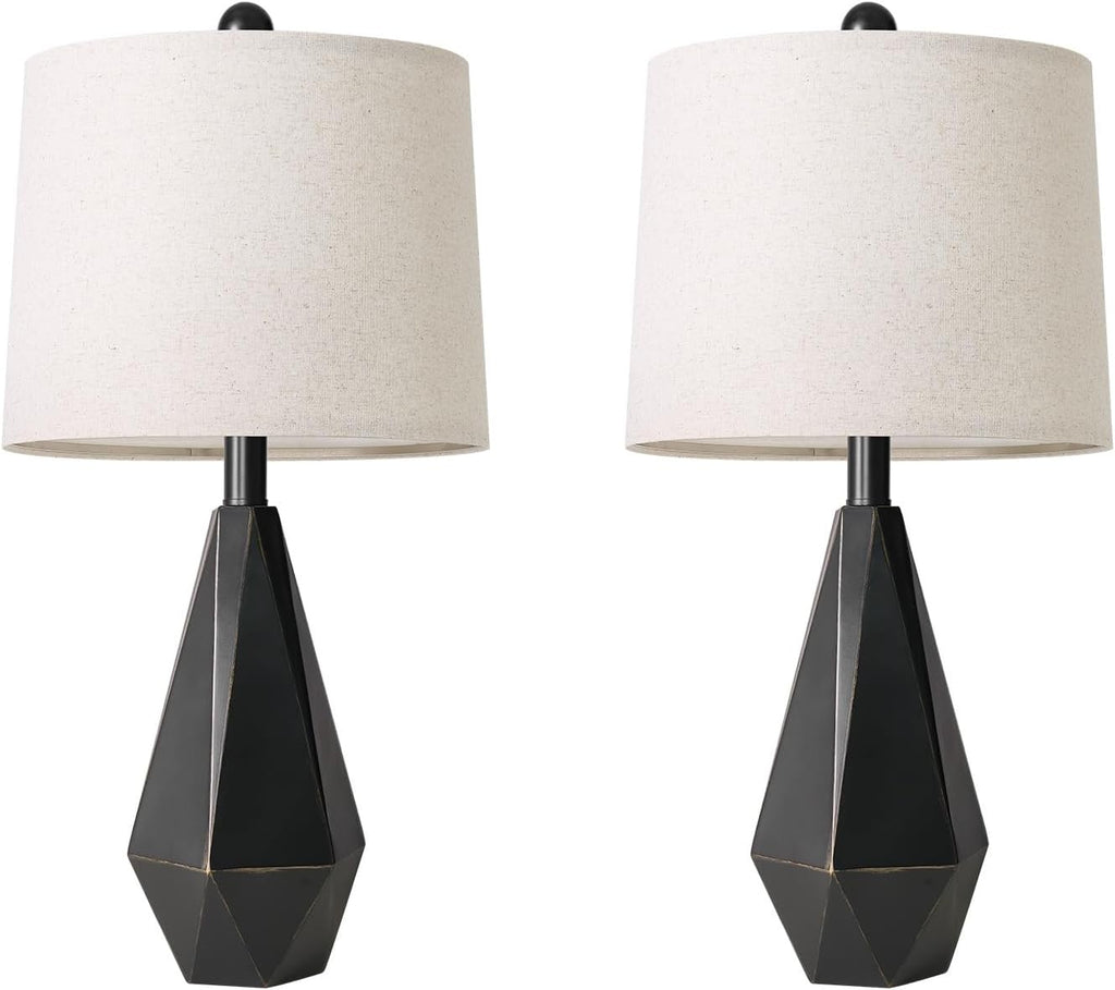 PoKat Table Lamps Set of 2 for Bedroom, 23.5'' High Farmhouse Nightstand Lamps for Living Room, Modern Bedside Lamps with Linen Shade for…