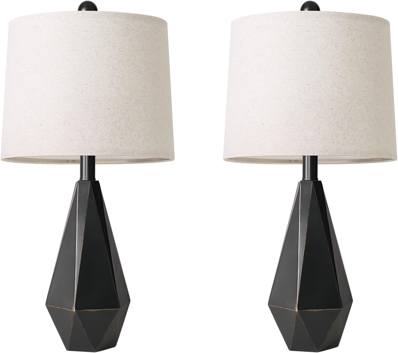PoKat Table Lamps Set of 2 for Bedroom, 23.5'' High Farmhouse Nightstand Lamps for Living Room, Modern Bedside Lamps with Linen Shade for…
