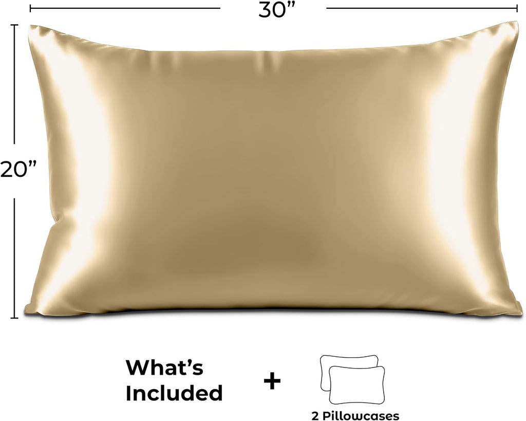 PureBedding Pure Bedding Satin Pillowcase 2 Pack - Queen Size (20"x30", Ivory) - Silky Pillow Cases for Hair and Skin - Satin Pillow Covers…