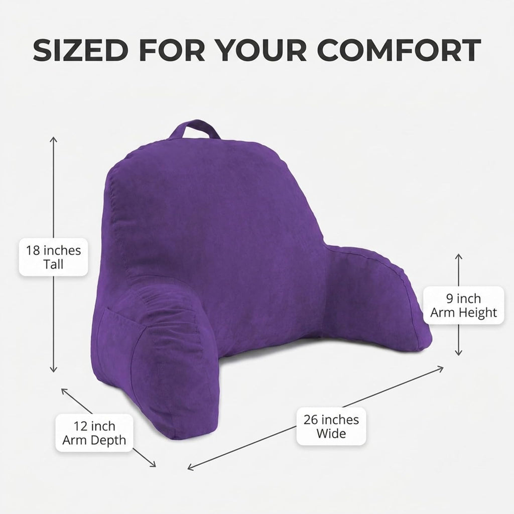 Deluxe Comfort Microsuede Bed Rest - Reading and Bedrest Lounger - Sitting Supprt Pillow - Soft But Firmly Stuffed Fiberfill - Backrest Pil…