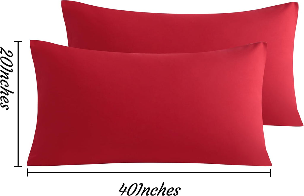 Ntbay King Pillow Cases Set of 2, 2 Pack Brushed Microfiber 20x40 Pillow Cases, Soft, Wrinkle, Fade, Stain Resistant Red Pillow Cases with…