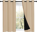 Nicetown Biscotti Beige Bedroom Full Blackout Curtain Panels, Super Thick Insulated Window Covers, Complete Blackout Draperies with Black L…