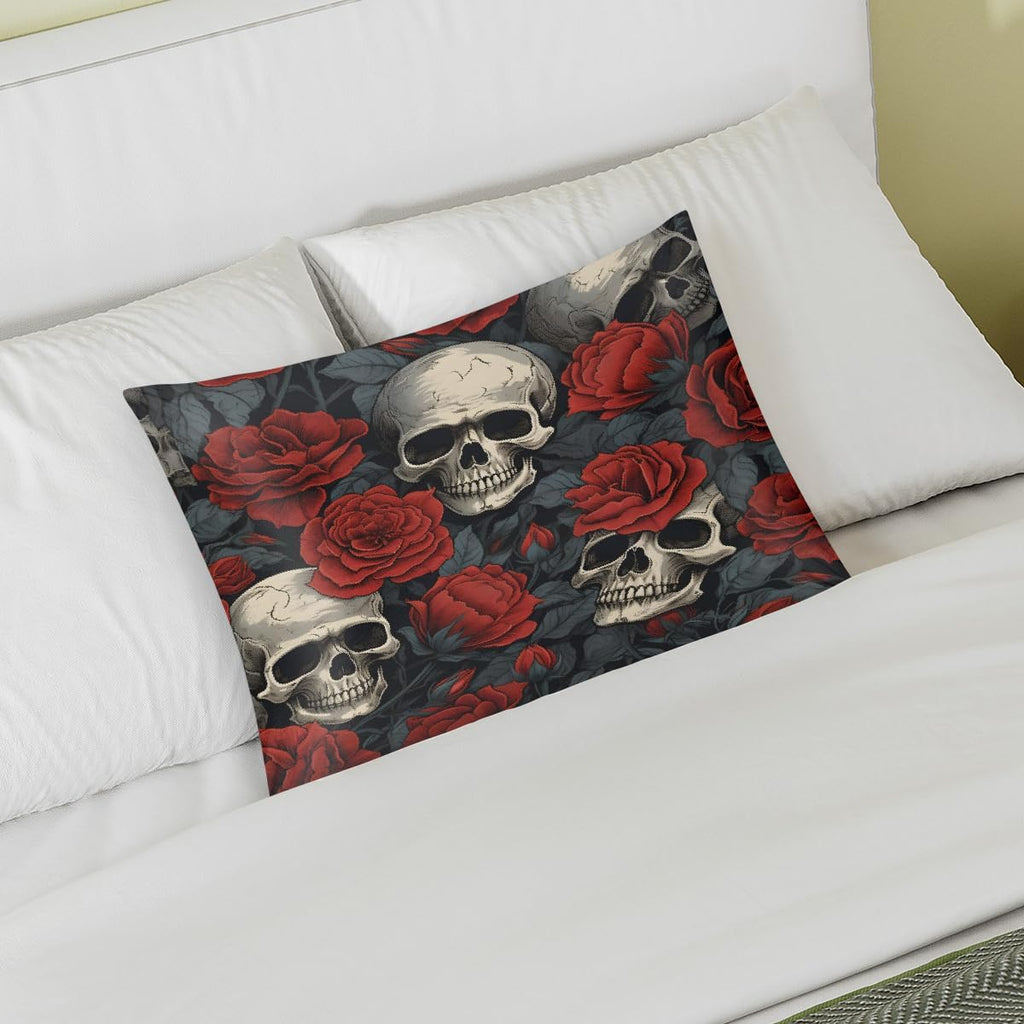 Valentine Rose Skulls Satin Silk Pillowcase for Hair & Skin Pillow Cases Standard Size Soft Silk Pillow Case with Envelope Closure Satin…