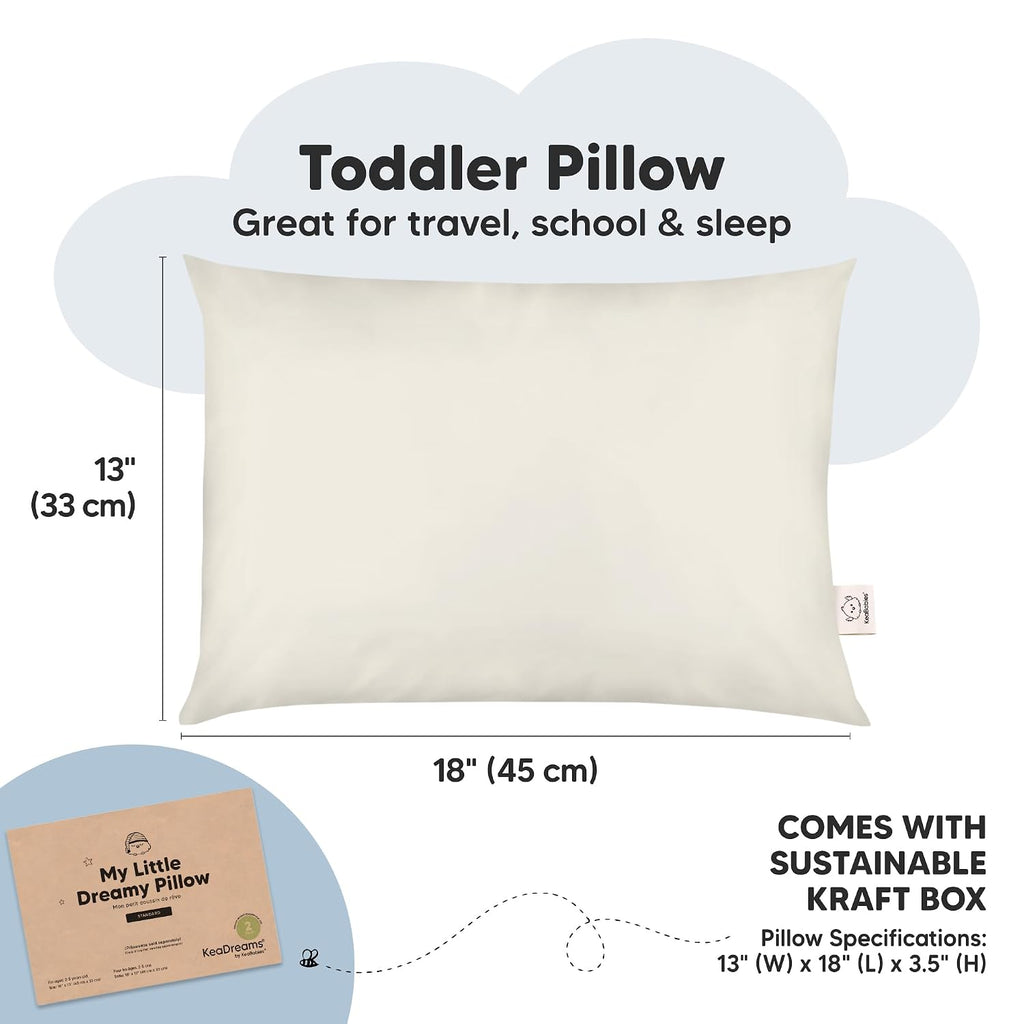 KeaBabies 2-Pack Toddler Pillows 2 Year Old to 5-13x18 Soft Organic Cotton Kids Pillow for Sleeping, Travel, School, Daycare, Nap…