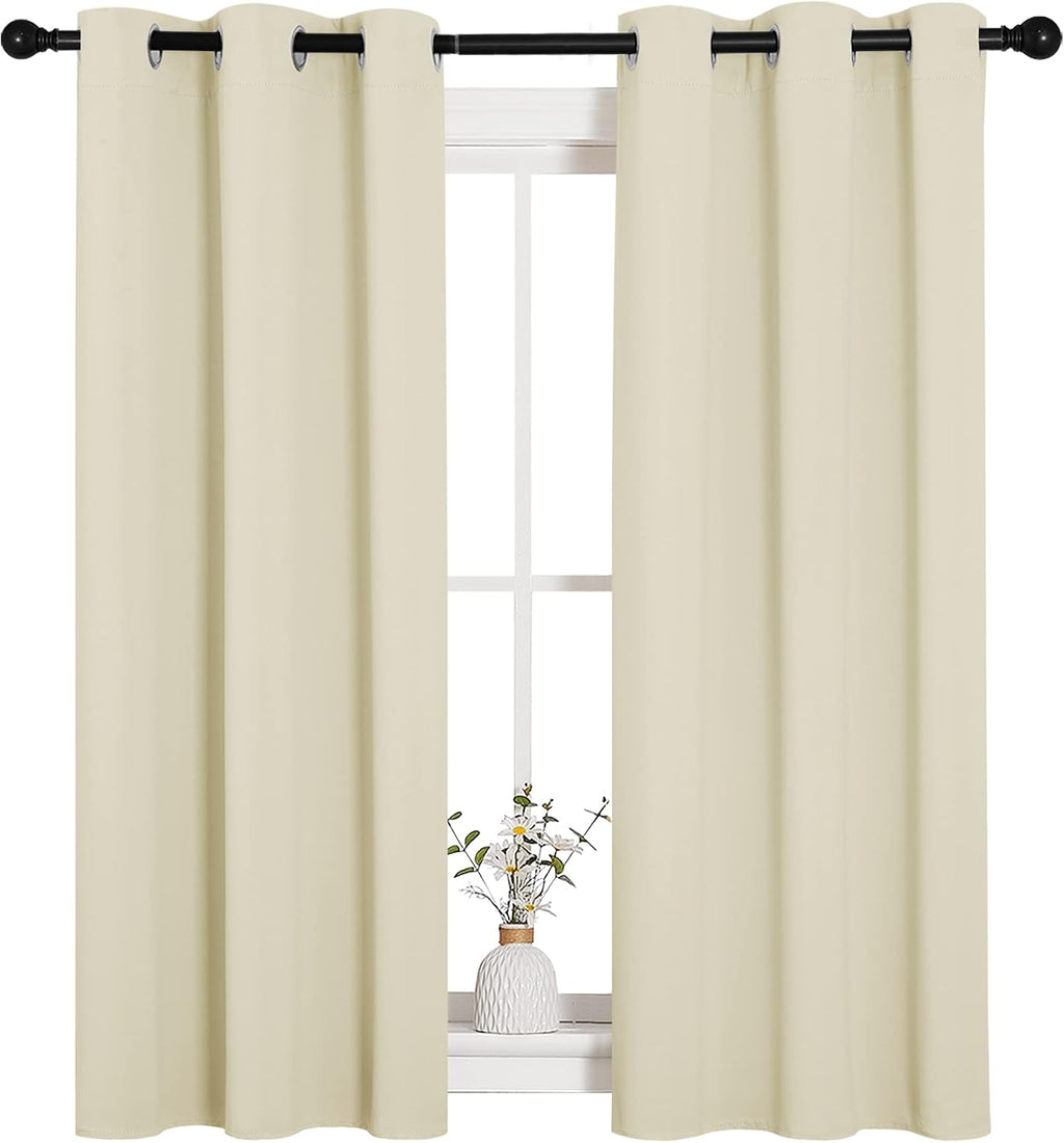 NICETOWN Room Darkening Draperies Window Curtain Panels, Thermal Insulated Grommet Room Darkening Curtains for Bedroom (Beige, 2 Panels…