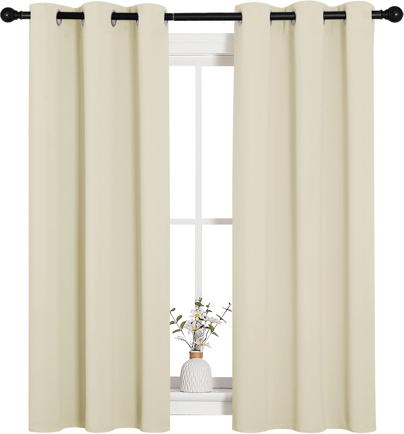 NICETOWN Room Darkening Draperies Window Curtain Panels, Thermal Insulated Grommet Room Darkening Curtains for Bedroom (Beige, 2 Panels…