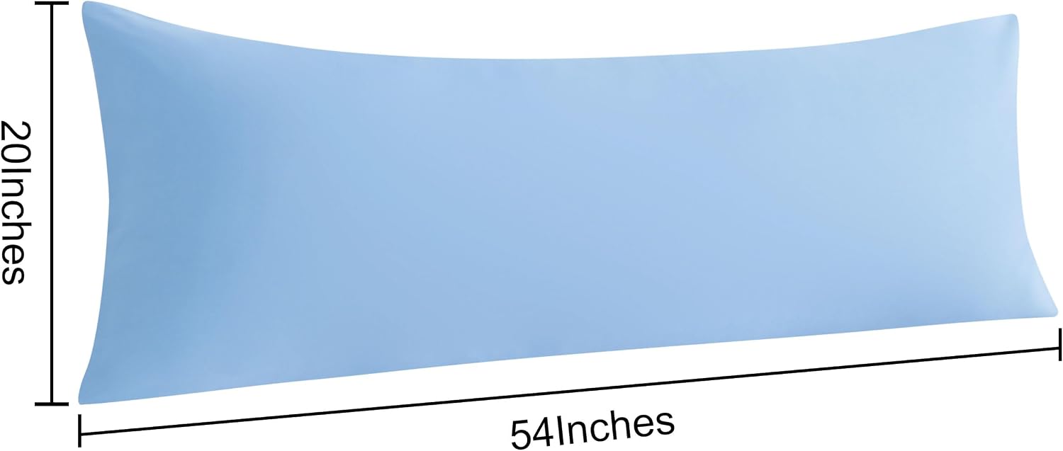 Ntbay Body Pillow Cases Set of 2, 2 Pack Brushed Microfiber 20x54 Pillow Cases, Soft, Wrinkle, Fade, Stain Resistant Sky Blue Pillow Cases…