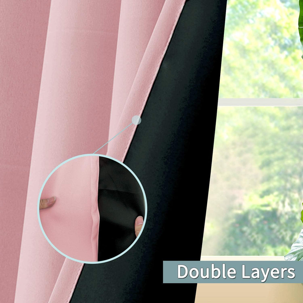 BGment Baby Pink 100% Blackout Curtains for Girls Bedroom 45 Inch Length, Thermal Insulated Full Light Blocking Grommet Noise Cancelling Sm…