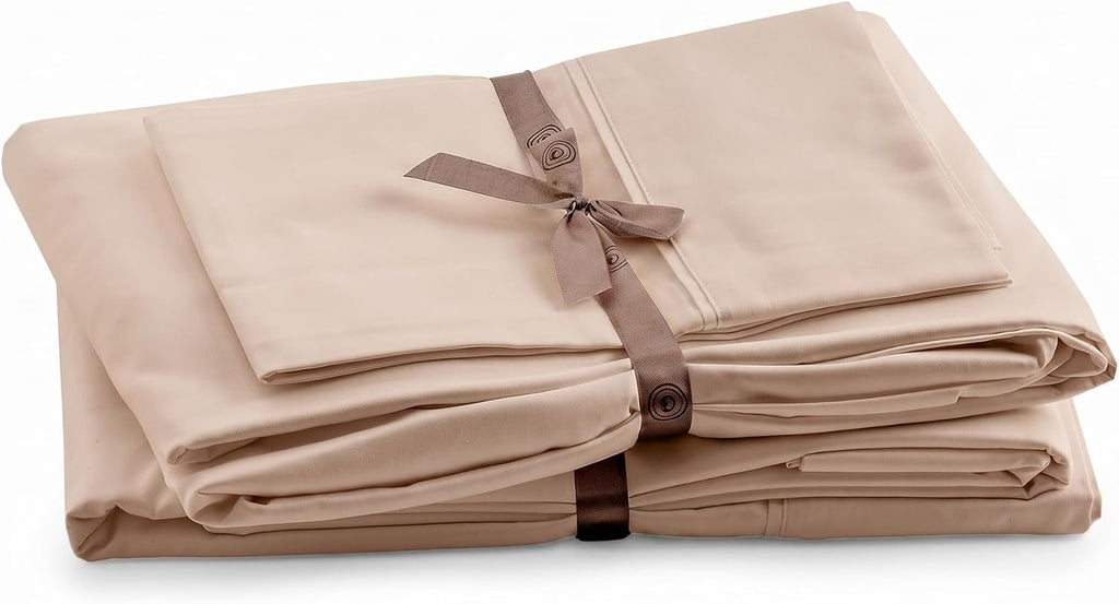 Perupima Peru Pima 285 Thread Count Percale King Sheet Set - 100% Peruvian Pima Cotton, 4 Piece (Flat, Fitted, 2 Pillowcases) - Cooling, Cr…