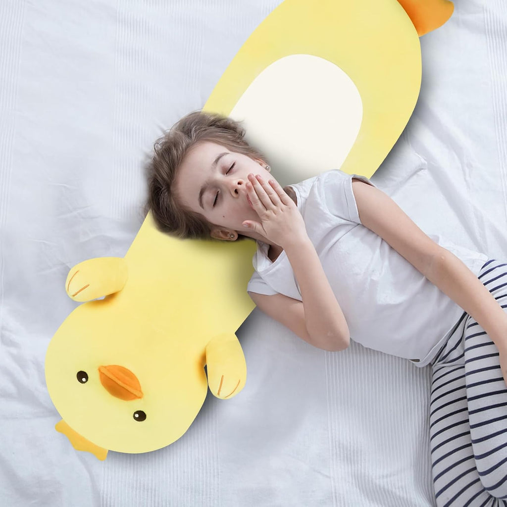 Tianmihou 36 Inch Giant Duck Plush Long Body Pillow, Yellow Duck Stuffed Animal Soft Pillow, Cute Squishy Cuddle Toy Gift for Kids Girls…