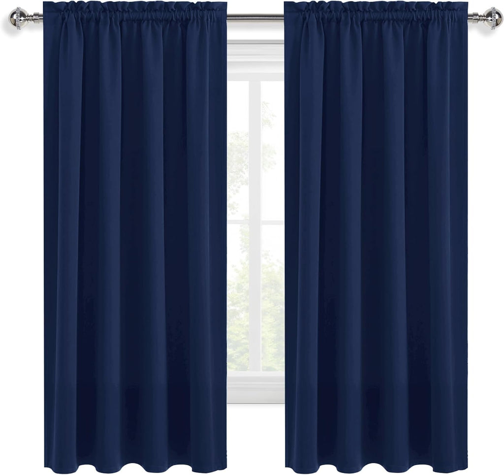 Dwcn Short Blackout Curtains for Bedroom 45 Inches Long 2 Panels Set, Solid Thermal Insulated Energy Saving Window Treatment Drapes, Rod Po…